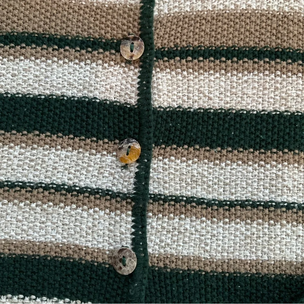 Vintage Reba Rose Boxy Striped Cardigan Sweater Earthy Coastal Cottageco… - Picture 11 of 16